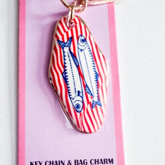Piper K Sardine Striped Print Print Keychain And Bag Charm - Picture 3 of 4
